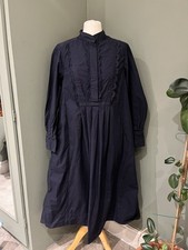Toast Navy Cotton Poplin MIDI Dress Size 12 M Lovely Condition