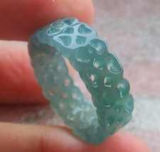 Video Certified Green A Jadeite Jade Circle Heart Knotted Ring NO. 10.5 419053