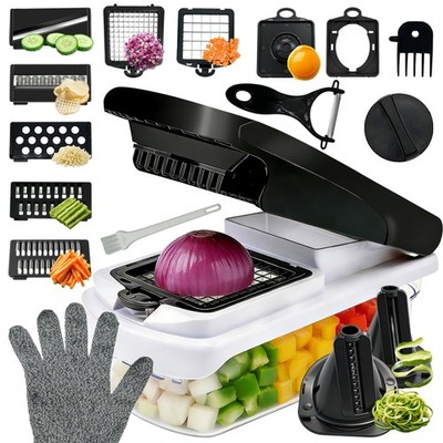 17-in-1 Multi Functional Vegetable Chopper with Multiple Blades - Veggie Chop...
