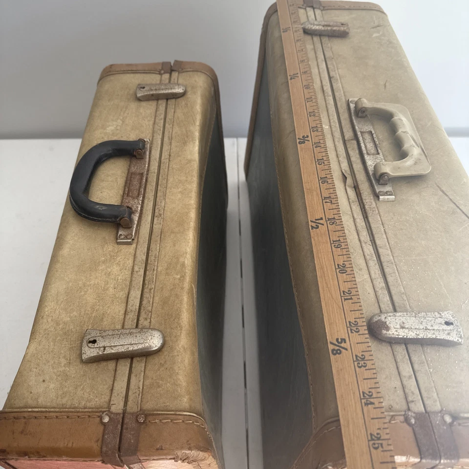 Antique Art Deco Luggage Set Circa 1930s Travel Suitcase Set of 2 Luggage Cases - Image 2 of 4