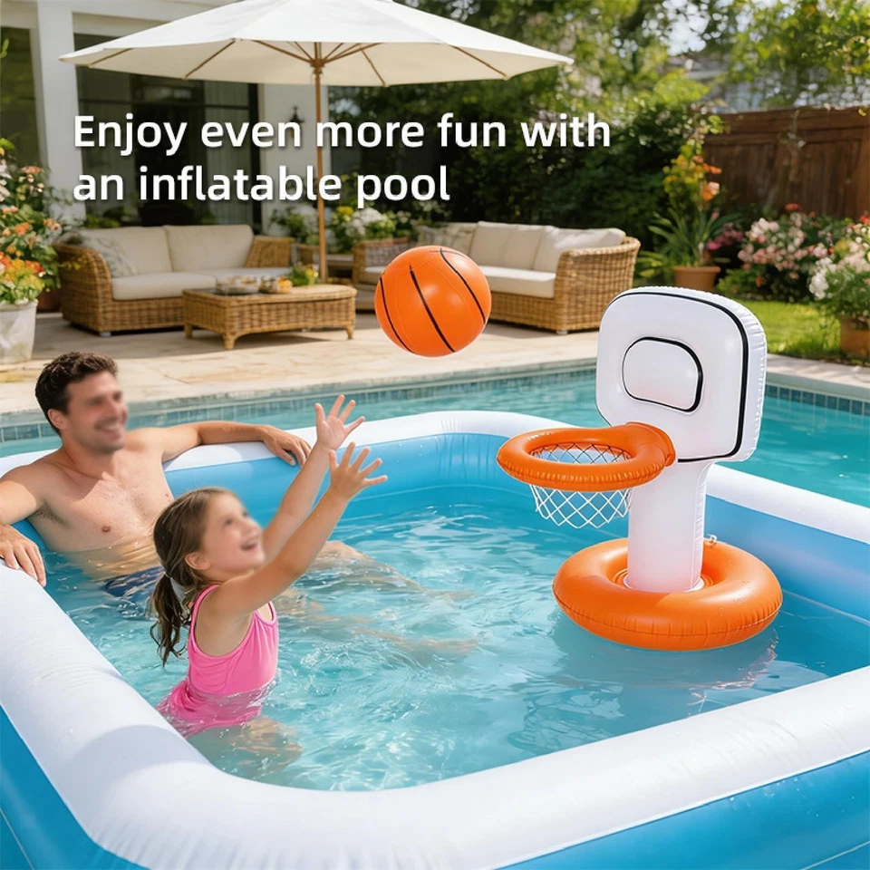 Panier de basket gonflable amusant pour piscine, idéal pour les fêtes dans - Photo 1/4