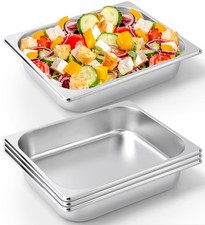 2 PCS Hotel Pans Half Size 2.5 Inch Deep Stainless Steel Steam Table Food Pan