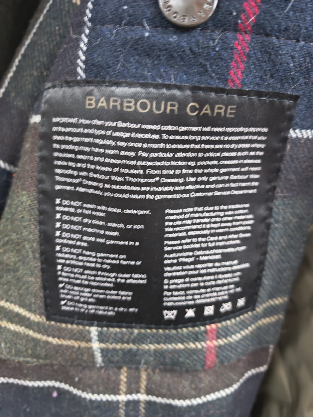 Barbour Ogston Men's Wax Jacket Olive Green Size XXL Oban Tartan image 7