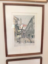 Paul Geissler (1881–1965) Hand-Colored Etching – Rothenburg ob der Tauber – Sign
