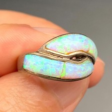 Vintage Southwestern Lab Opal Sterling Silver Ring Size 6.25