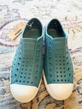   Native Jefferson Kids Junior 2 Patina Green Shell White Slip On NWT Retired  