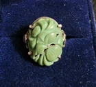 Vintage Green Jade Sterling Silver Art Deco / Retro Ring Size 4.5 Great Color
