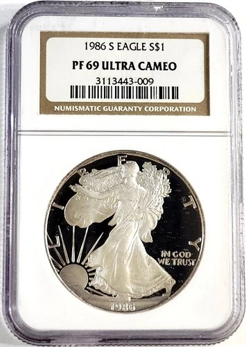1986-S  Proof American Silver Eagle NGC PF 69 Old Holder Ultra Deep Cameo