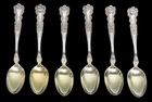 Six GORHAM BUTTERCUP STERLING SILVER 4" DEMITASSE SPOONS No monogram