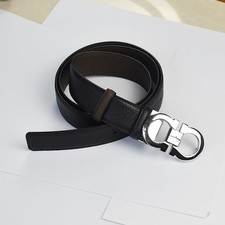 Ferragamo Reversible and adjustable belt 120cm silver Gancini buckle Men