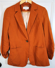 Calvin Klein Womens Linen Blend Blazer Jacket Size 4 Career Business Office