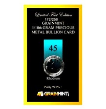 1/10 GRAM 99.9% PURE RHODIUM CRYSTAL METAL - IN COA CARD