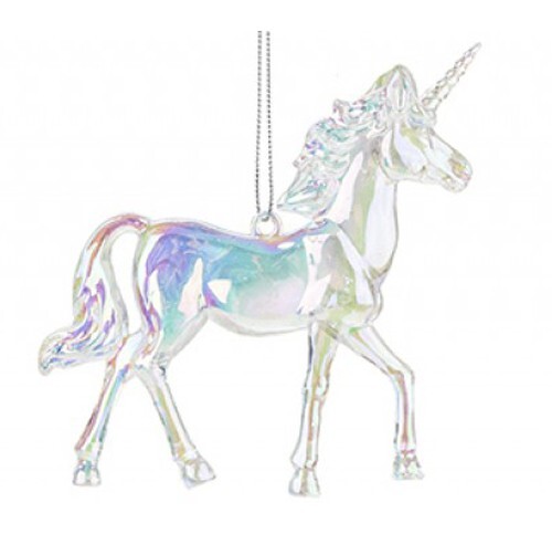 Iridescent Shimmer Hanging UNICORN Magical Rainbow Christmas Tree Decoration