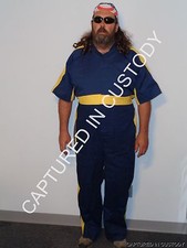 Authentic Penitentiary Blue/Yellow Inmate Jail Prisoner Jumpsuit Free Ship USA