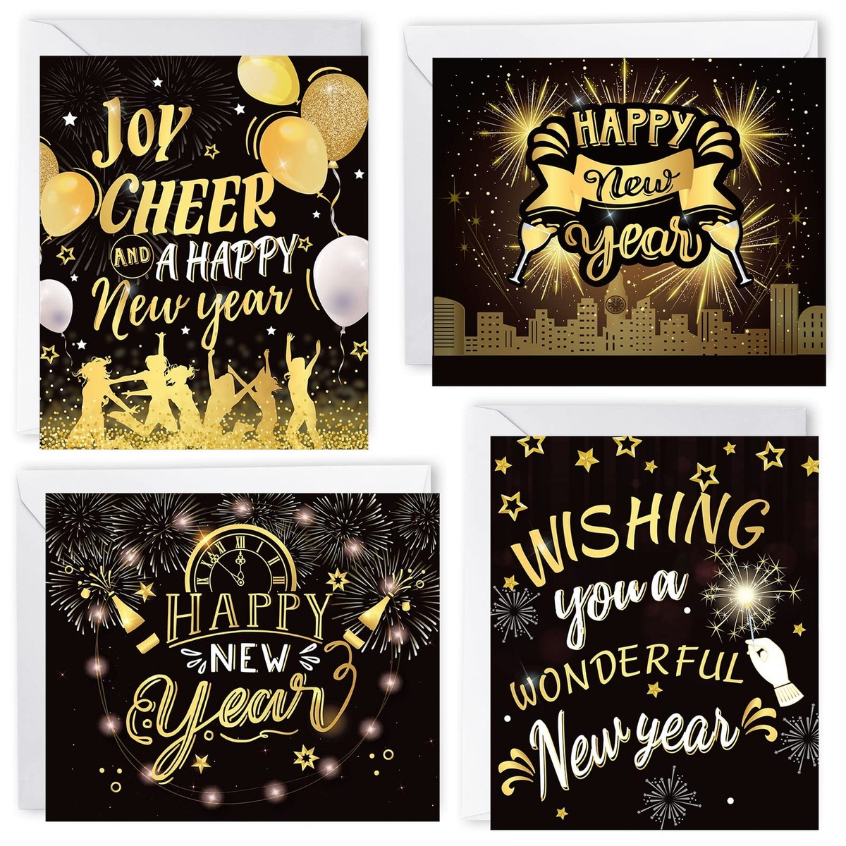 24 Pack Happy New Year Cards 2025 New Year Greeting Cards with