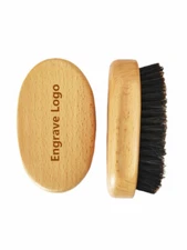 Customize Logo-Beech Wood boar bristle beard brush Moustach Brush Pocket Comb