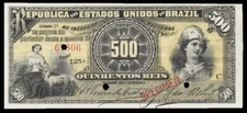 Brazil P1bs, Specimen Banknote.