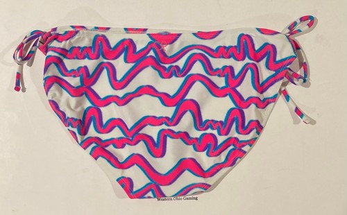 Ocean Pacific Side Tie Bikini Bottoms NEW XL (15-17) OP Women's Pink Blue White - Picture 2 of 2