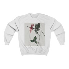 White Pink Rose Crewneck Sweatshirt
