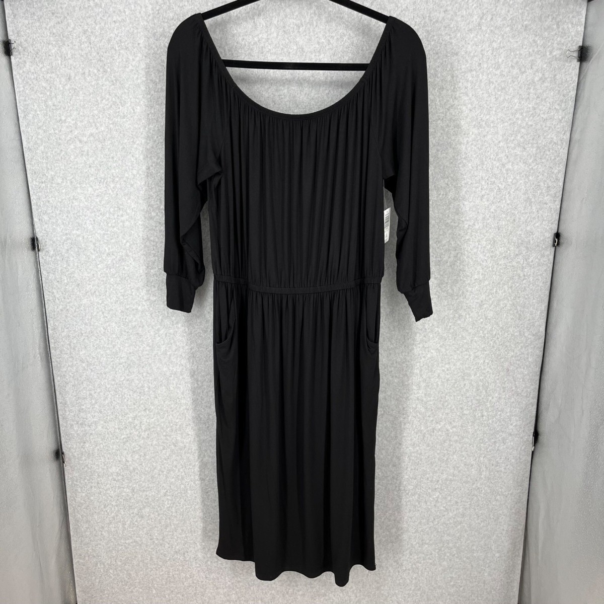 Torrid Midi Supersoft Knit Slit Dress Size 2X Black Casual Pockets Stretch NEW Torrid Midi Supersoft Knit Slit Dress Size 2X Black Casual Pockets Stretch NEW