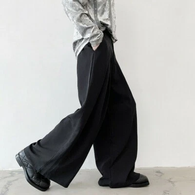 Herren Hose mit Weitem Bein Locker Gothic Kendo Hakama Bootcut Rock Hose Taschen - Bild 1 von 4
