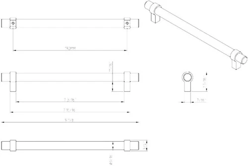 Satin nickel bar pull cabinet handle jeffrey alexander industrial pipe 7 9/16 - Picture 2 of 5
