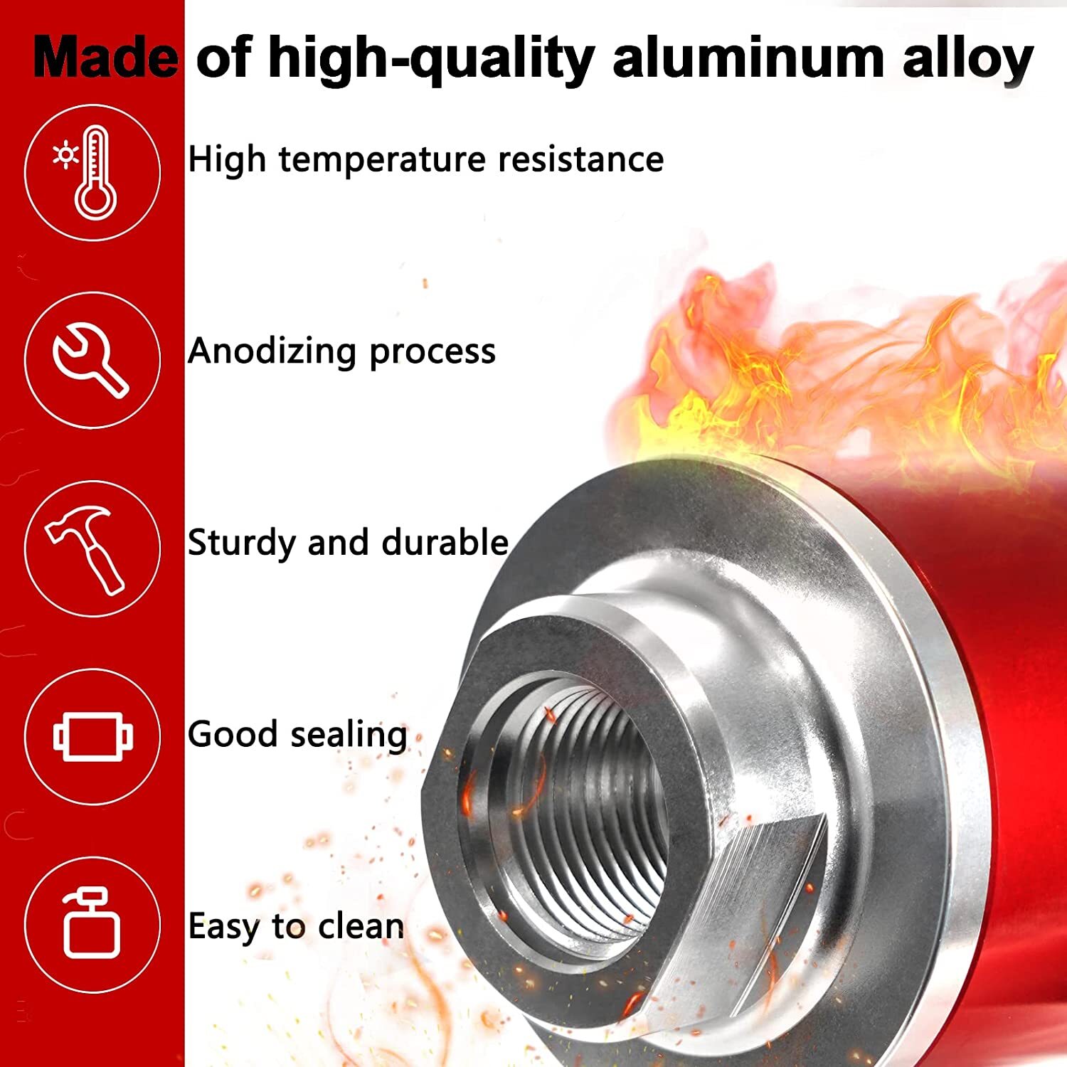 58mm Inline Fuel Filter AN6 AN8 AN10 100 Micron Reusable Element