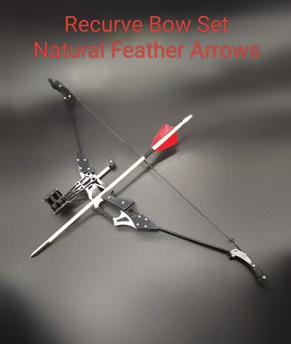 Mini Recurve Bow Small Bow&natural Feathers Arrow Bow Stainless Steel 18Lbs - Picture 5 of 8