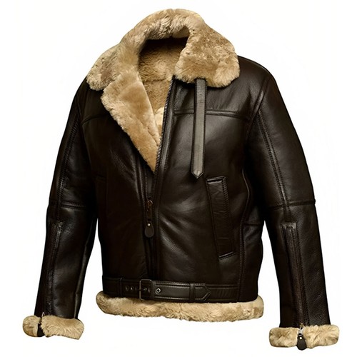 Chaqueta de cuero real hecha a mano para hombre marrón piel de oveja hecha a medida para hombre - Imagen 3 de 4