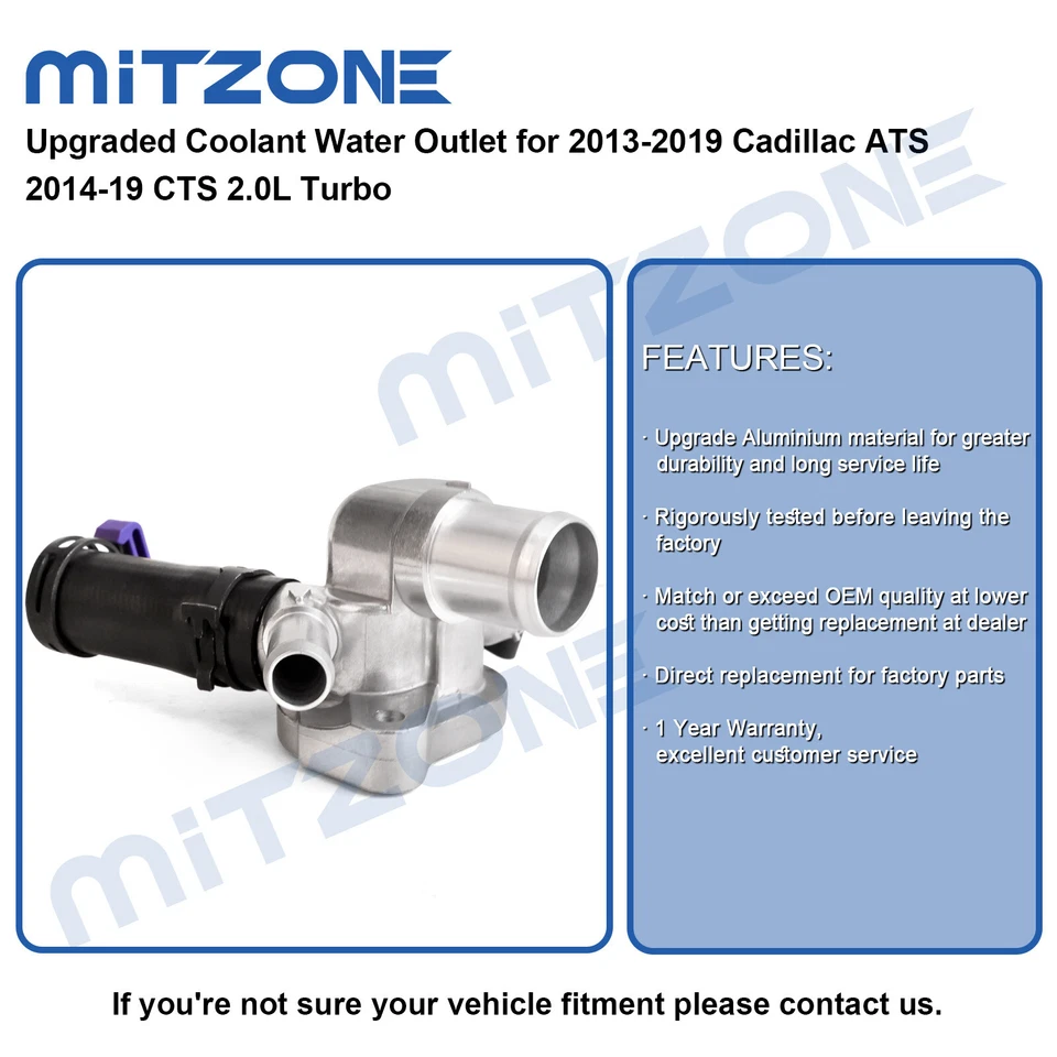 Salida de agua de refrigerante mejorada para Cadillac ATS 2013-2019 2014-19 CTS 2,0 L turbo Foto 2 de 4