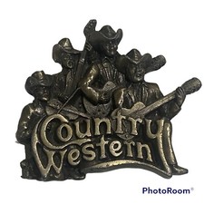 VTG COUNTRY WESTERN MUSIC MUSICIAN BELT BUCKLE 1981 Brassworks Pewter T-96