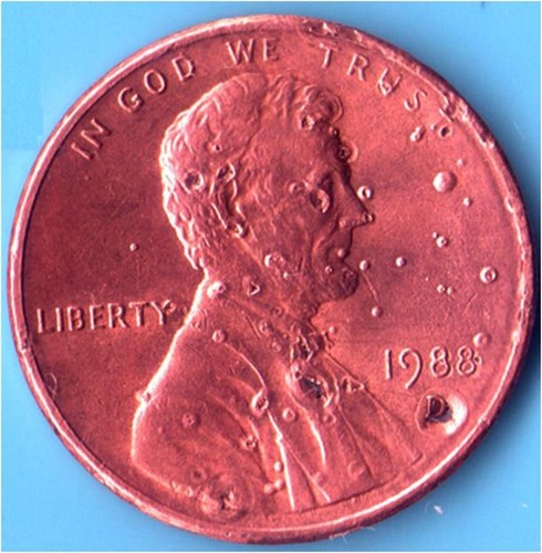 '1988 D, BUBBLE BLOWING Lincoln Penny' ERRORs: MINT mark & TRUS TO', RARE ERROR