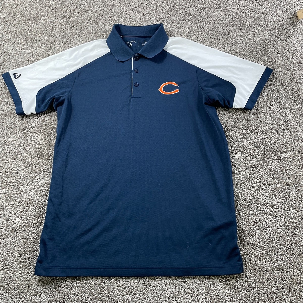 Chicago Bears Polo Shirt Adult Large Blue NFL Football Antigua