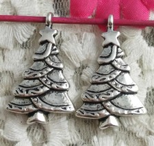 Free Ship 34 pcs Antique silver christmas tree charms 28X18mm H-3408