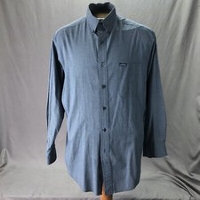 CHAPS RALPH LAUREN MENS LONG SLEEVE BUTTON DOWN BLUE/BROWN DRESS SHIRT SIZE L
