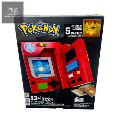 POKEMON Mattel MEGA Collector Build Set KANTO Region POKEDEX 5 Lenticular Cards