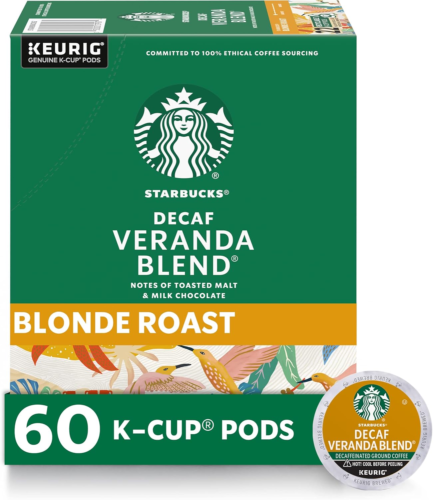 K-Cup Coffee Pods, Blonde Roast Coffee, Decaf Veranda Blend, 100% Arabica, 6 Bo