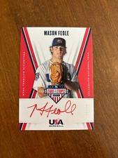 Mason Feole 2019 USA Baseball Stars Stripes Red Ink Auto CNT Padres UConn /10