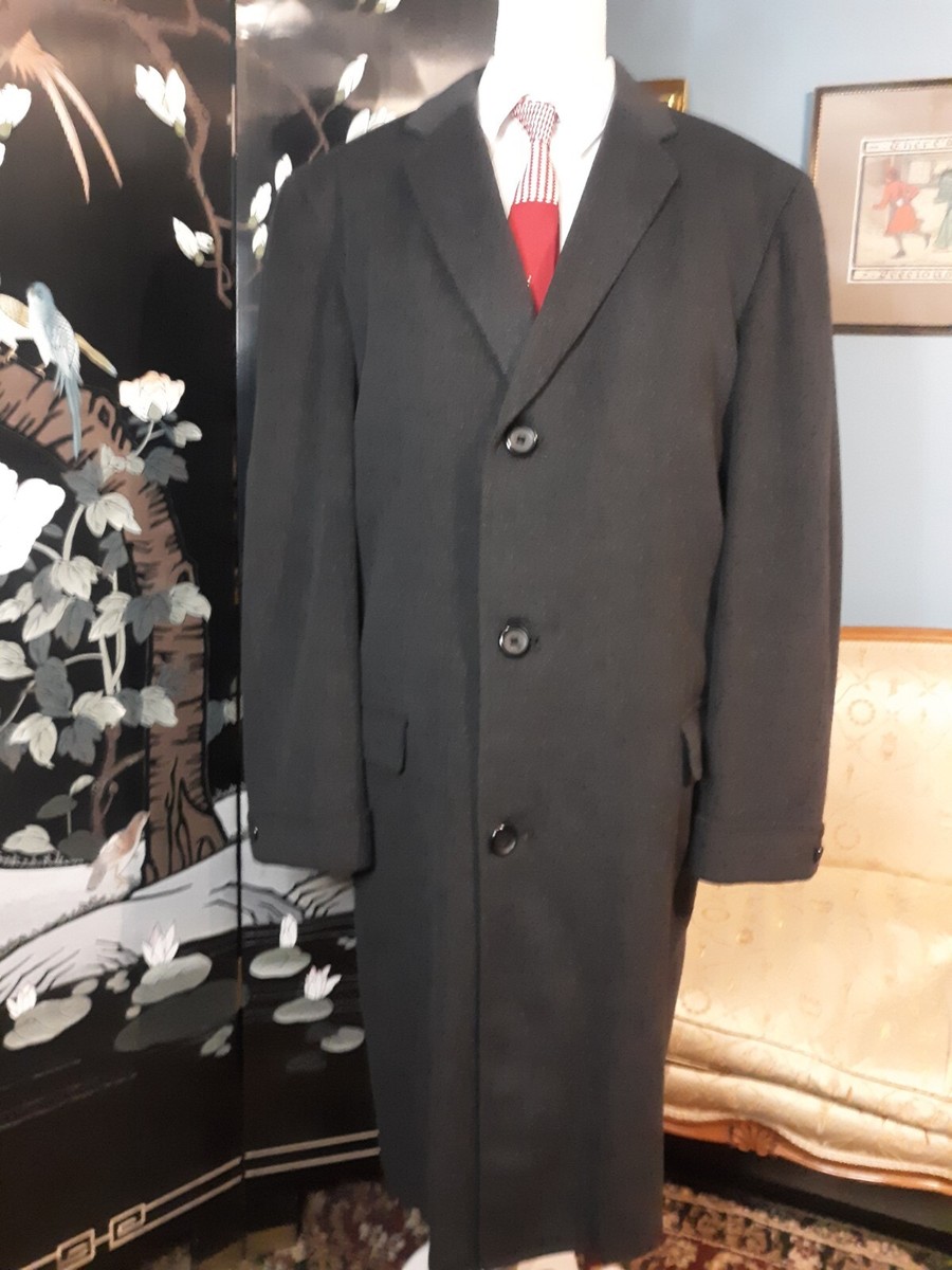 Long Black Mens Long Tweed Overcoat Wool Tweed Hooded Designer - Main Image