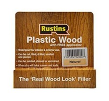 Rustins Plastic Wood Filler Natural 30gm with FREE Applicator Real Wood Look