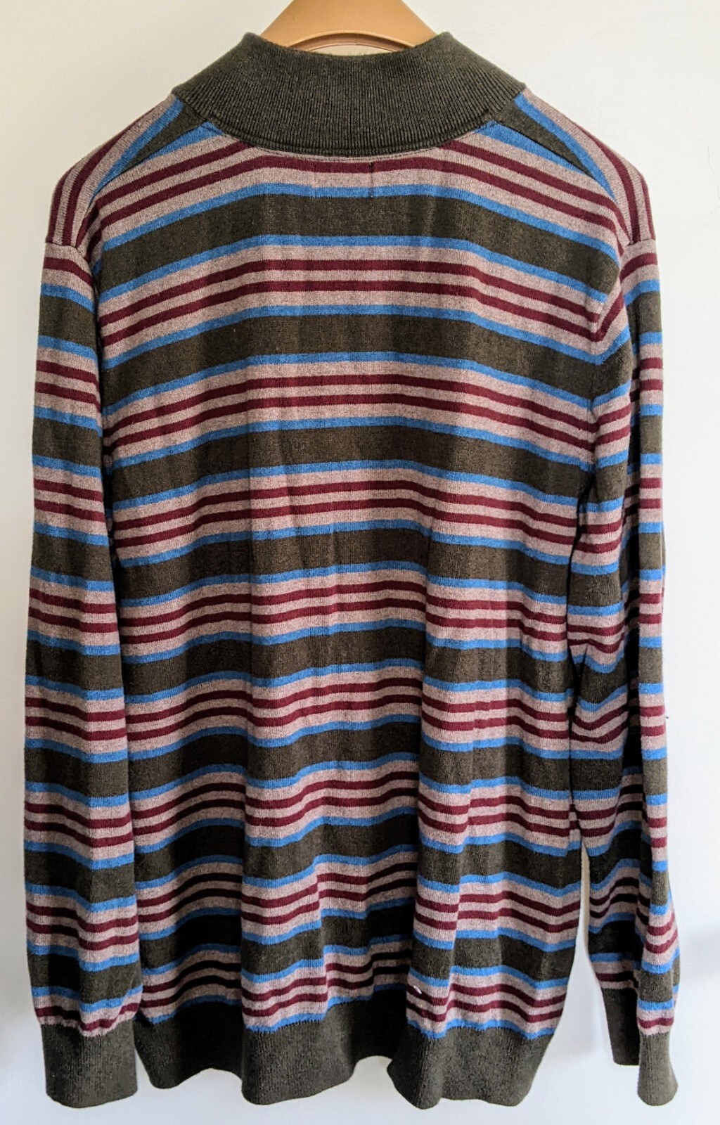 LL Bean Men's Pullover Sweater XXLREG Green Stripe Quarter Zip Cashmere Blend eBay