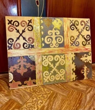 Painting "Kazakh patterns" 30*40cm Without Frame, Canvas, Acrylic, Authentic