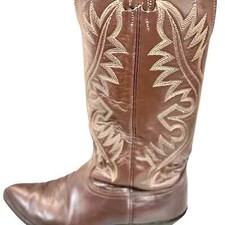 Nocona Men’s Brown Leather Cowboy Boots size 9 D Needle Toe Made in the USA