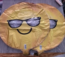 Lot Of 100 Sunglasses Cool Emoji 18" Foil Balloons Double Sided Smile Emoticon