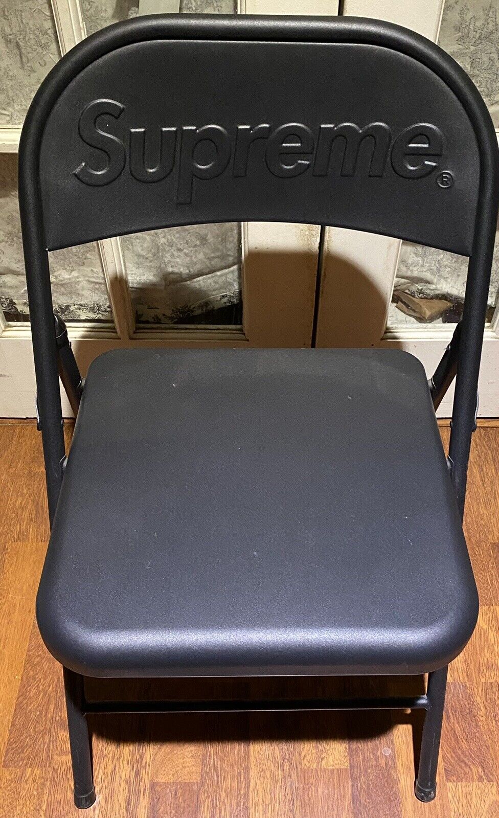 supreme metal folding chair black