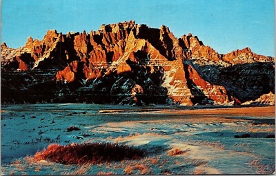 Evenings Shadows Fall Badlands National Monument Snowy Postcard WOB Note c1965