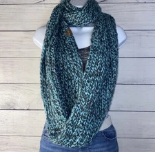 CC exclusive infinity grey / teal knitted thick cozy acrylic winter scarf wrap