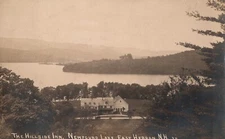 NH Aerial View Hillside Inn Newfound Lake East Hebron New Hampshire NH 1919 RPPC
