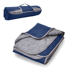 Waterproof Outdoor Blanket Sherpa Windproof Comfy Foldable Pet, 51''X 59'' Navy