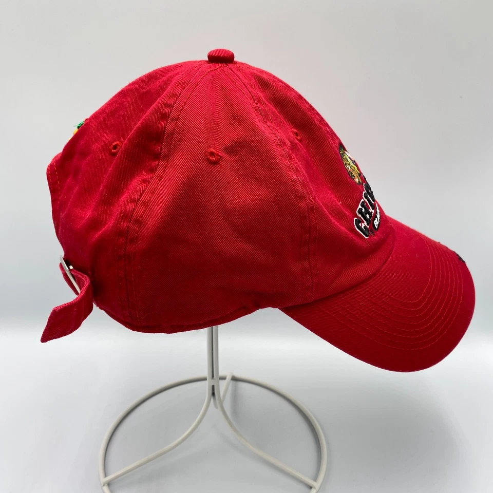 Chicago Blackhawks Hockey NHL Ajustable Correa Gorra Roja Foto 4 de 4